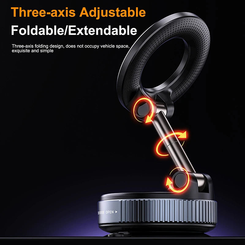 Support Téléphone Voiture Magnétique Pliable 360° — Fixation Ventouse Streaming