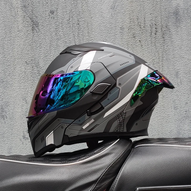 ORZ Motorcycle Helmets Dual Visors DOT Approved Modular Flip Up Helmet Full Face Motorcycle Racing Helmet Motocross Helmet DOT