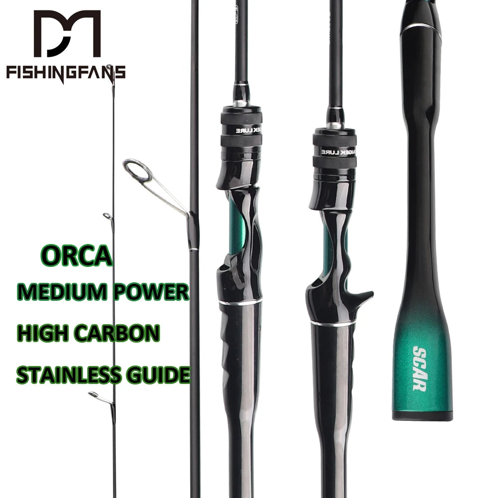 FISHINGFANS ORCA lumière moyenne ML puissance haute teneur en carbone mer eau douce basse conique arrondi côtelé tige de pêche en croisement
