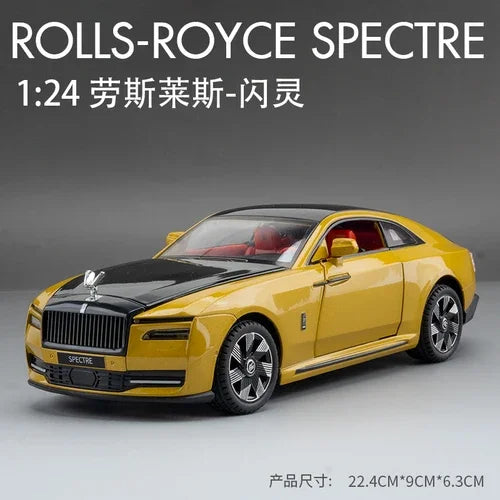 Rolls Royce Spectre Alloy Car Model for Boys, Simulation, Sound, Light, Collectible Metal Toys, Vehicles, Tire, Child, 1/24 Scale