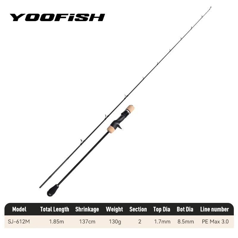 Yoofish SJ cannes à pêche à gabarits lent 1.85m ML M MH puissance canne à pêche coulée en eau salée canne à pêche à haute teneur en carbone canne légère pour bateau de mer