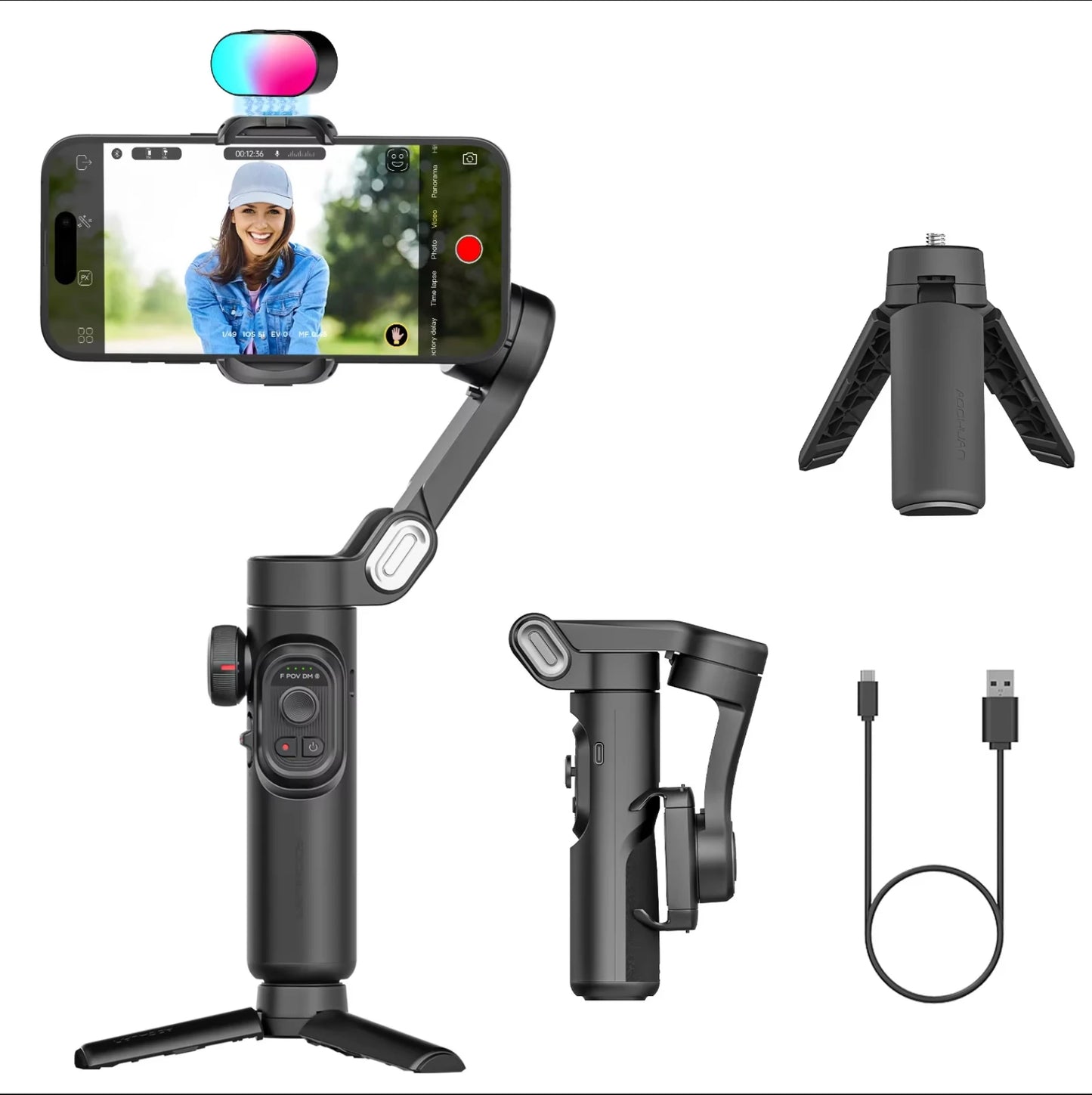 AOCHUAN SmartXE 3-Axis Handheld Gimbal Stabilizer for Smartphone iPhone Android AI Face Tracking TikTok Vlog