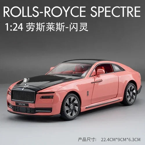 Rolls Royce Spectre Alloy Car Model for Boys, Simulation, Sound, Light, Collectible Metal Toys, Vehicles, Tire, Child, 1/24 Scale
