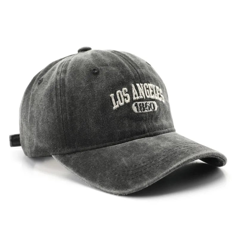 Casquette de baseball lettre brodée — hommes, femmes, mode, vintage, solide, sports plein air, snapback (v2)