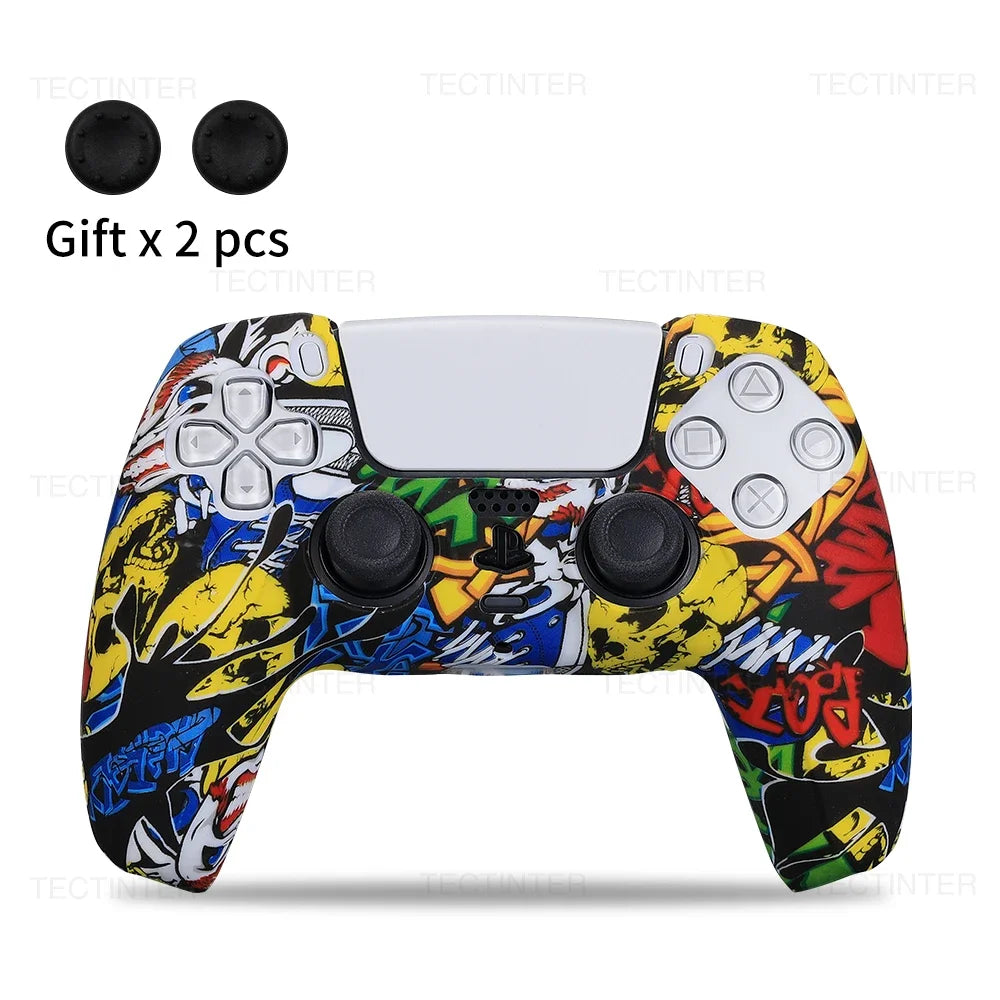 Housse de protection en silicone pour manette de jeu Slim — étui en caoutchouc antidérapant avec capuchons de poignées de pouce