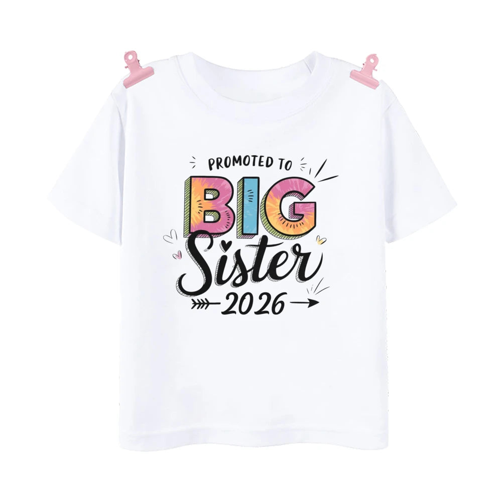 T-shirt imprimé pour enfants, tenue d'été pour enfants, chemises à manches courtes, vêtements d'annonce pour bébé, promu à Big Brother, Big Sister, 2026