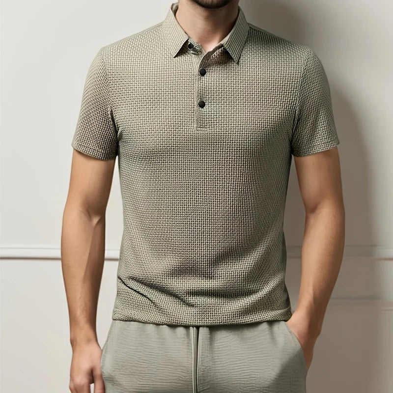 Polo Affaires Fleur d’Os Couleur Unie Homme — Respirant Confortable Été