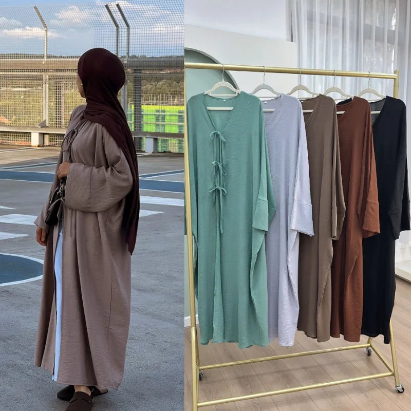 Robe Abaya Ouverte de Luxe pour Femme Musulmane, Cardigan Noir Modeste pour le Ramadan, Arabie Saoudite, Eid Dubaï, Robe de Soirée Islamique, Turquie, Vacances