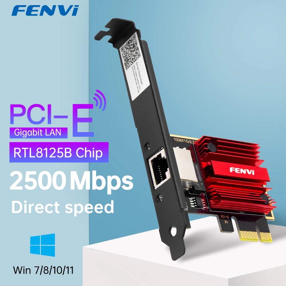 FENVI-Carte réseau 2.5G PCI-E vers RJ45, puce RTL8125B, 100/1000Mbps, 2.5Gbps, adaptateur de contrôleur LAN filaire Ethernet pour Win7/8/10/11