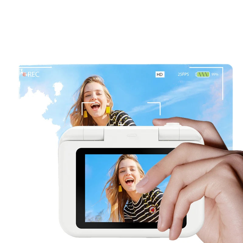 Lenovo 4K HD 180° Pixel Camera Compact Handheld CCD Video Camera for Vlogging, Ideal for Students, Perfect for Selfies, An Ideal Gift