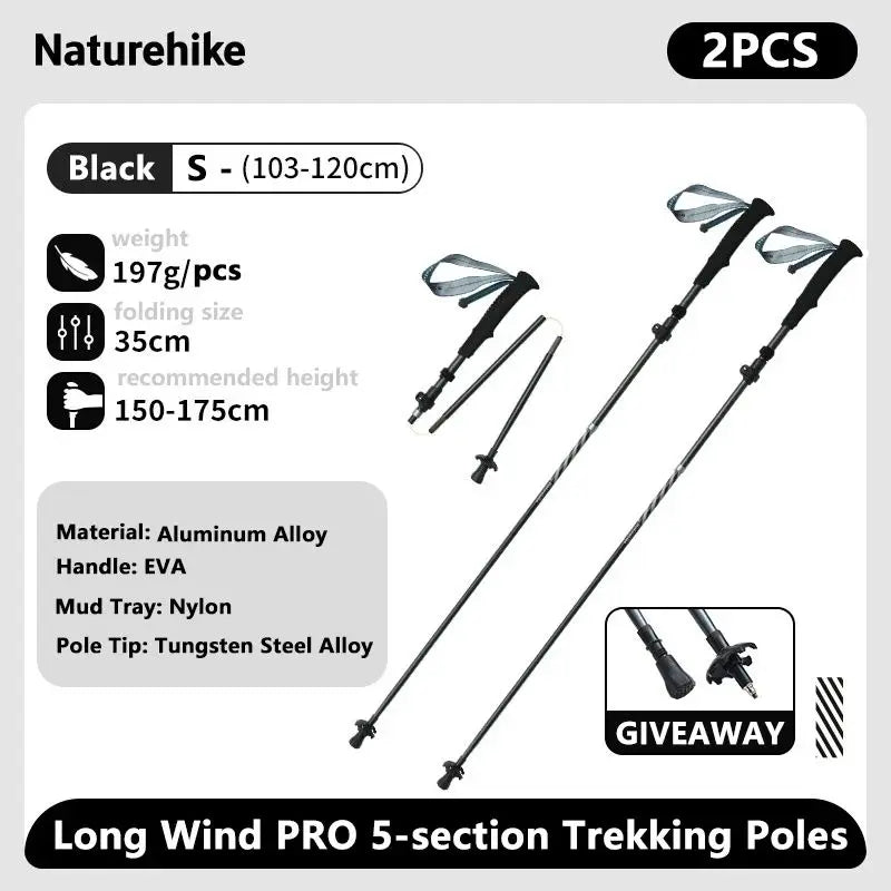 Naturehike – bâtons d'escalade ultralégers, pliables, pour l'extérieur, en Fiber de carbone, à verrouillage rapide