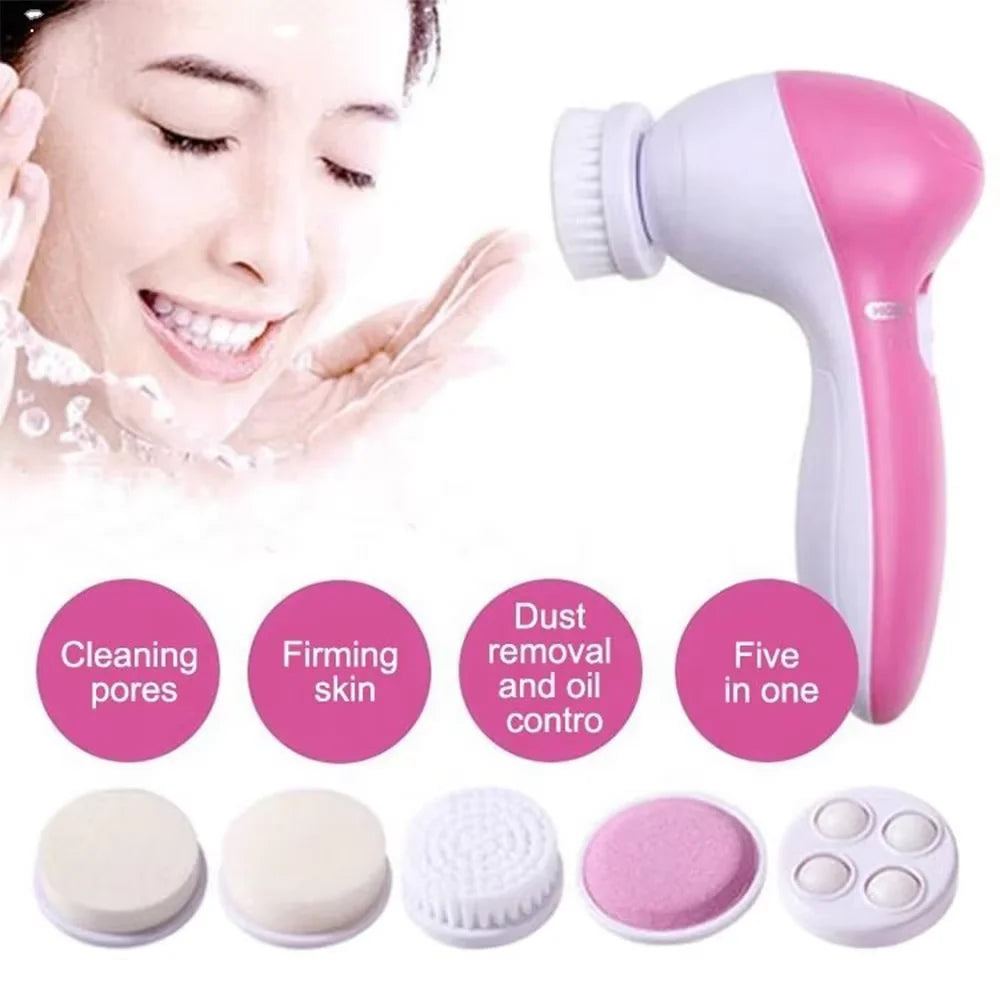Nettoyeur de Visage Électrique 5 en 1 — Brosse, Spa & Nettoyage Points Noirs