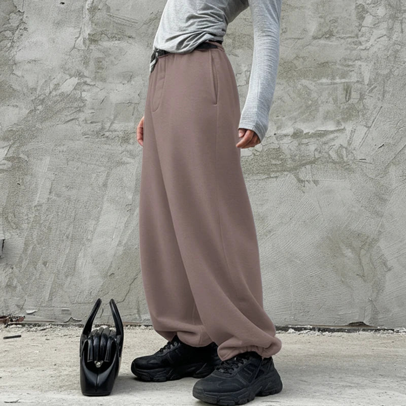 INCERUN Hombres Pantalones Color Sólido Cintura Elástica Joggers Pantalón Ancho Hombres Streetwear Moda Casual Pantalón de Entrepierna Baja Masculino S-5XL