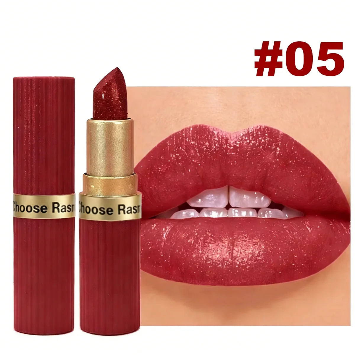 Rouge à lèvres velours rose nacré, métallique, imperméable, longue durée, mat, scintillant, diamant, maquillage cosmétique pour femmes