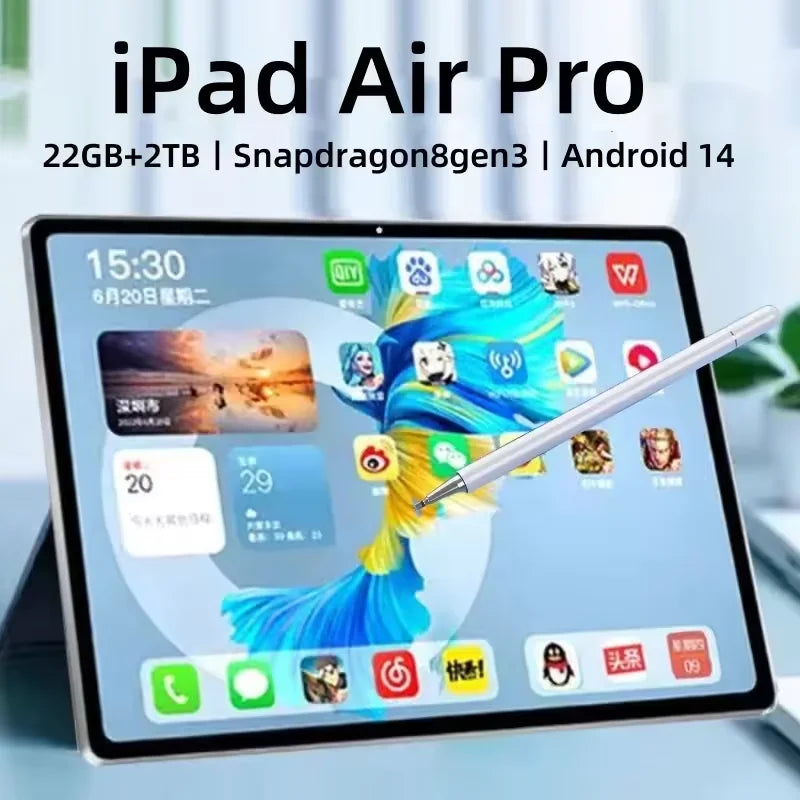 Tablette PC 11 pouces Android 14 — 22 Go RAM, 2 To ROM, double SIM, 5G, WiFi, écran 4K
