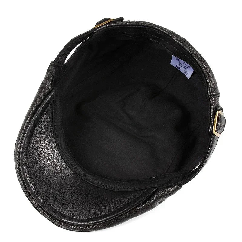 Béret en cuir véritable pour hommes, chapeaux fins pour hommes, casquette avant réglable, loisirs, bec de canard, golf, conducteur, 55-61 cm