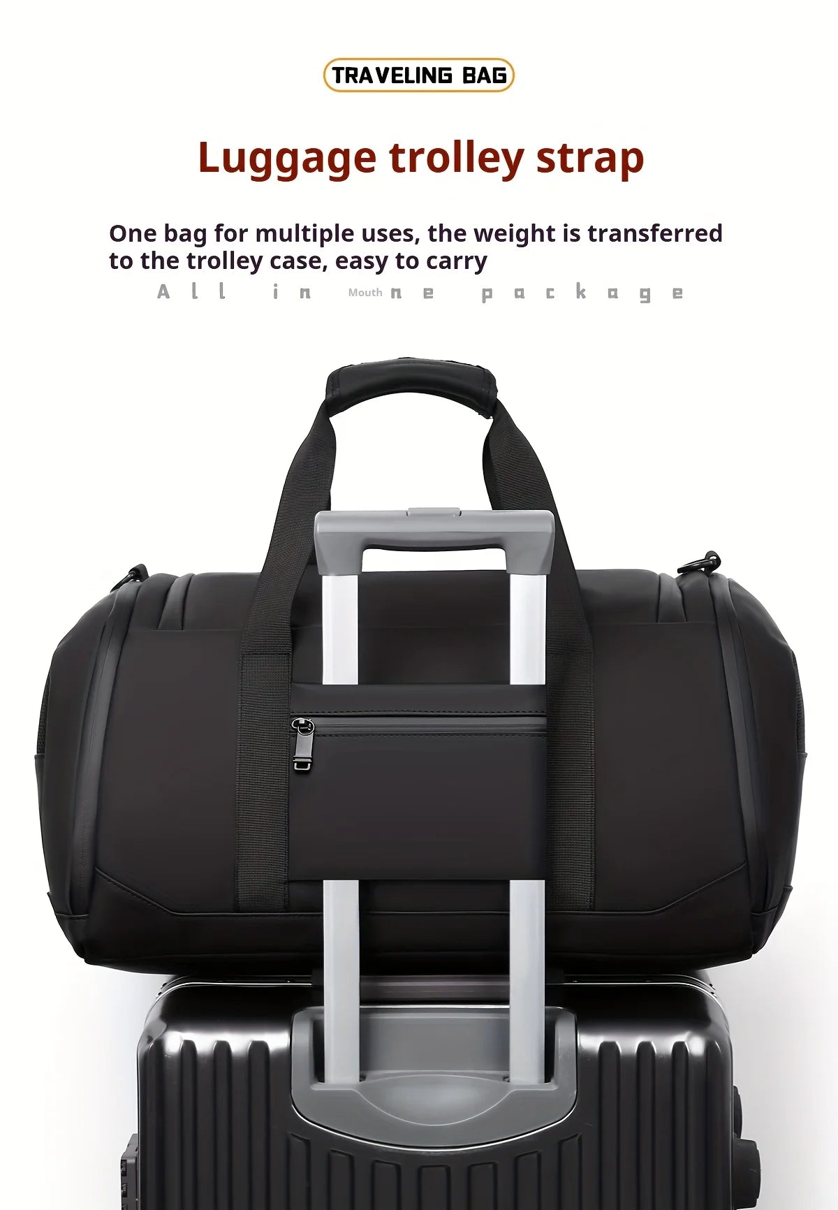 Sac de voyage de grande capacité pour hommes, sac de sport spacieux avec plusieurs compartiments, sac de week-end pour une nuit, sac de voyage