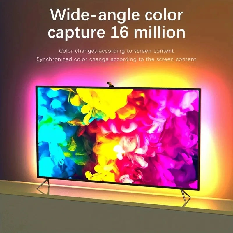 Tira de luces LED RGBIC para TV con cámara, control por aplicación, sincronización de música, luces inteligentes para sala de juegos, iluminación ambiental de 55 a 75 pulgadas