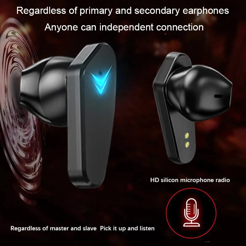 Auriculares inalámbricos Bluetooth GREATWALL con pantalla LED de batería y estuche de carga, calidad de sonido HIFI, auriculares deportivos para música y juegos