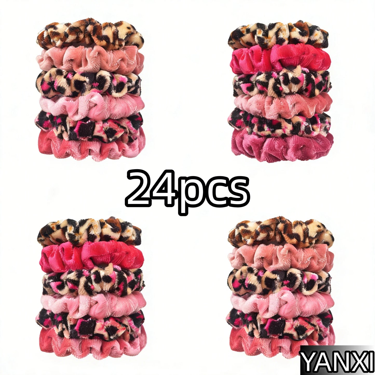24/50/6 piezas de coleteros para mujer, accesorios de boutique de terciopelo, bonito estampado de leopardo, banda elástica de alta calidad, cinta para el pelo, lazo para cola de caballo