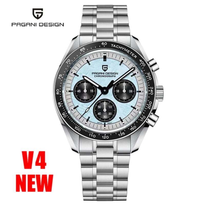 Montre à quartz de luxe pour hommes — chronographe VK63, miroir saphir AR, lumineuse, cadeau 2025