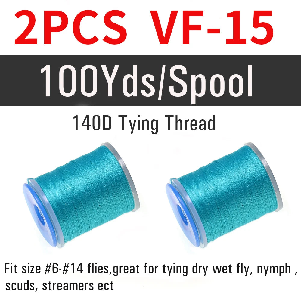 2 pièces de fil à nouer pour la pêche à la mouche 140D # 6~ # 14 Nymphes sèches et humides, Matériel de montage de mouches streamer, Fil, Fixateur de bobine, Outil de montage de mouches