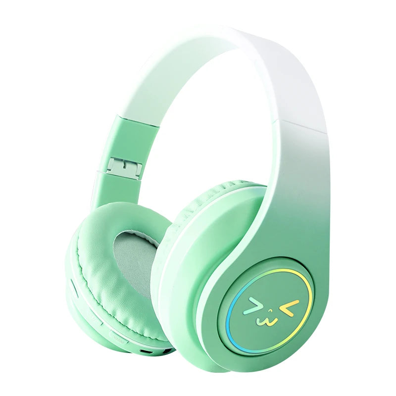 Auriculares Bluetooth inalámbricos originales para ordenador, cascos de juego con cancelación de ruido, cara sonriente oyant RGB, Gamer Girl Bass Out