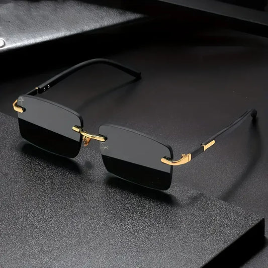 Rimless Rectangular Sunglasses for Men and Women, Popular Shades, Small Square Sunglasses, Summer Travel Fashion