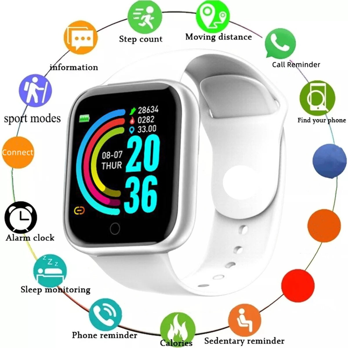 Smartwatch hombres mujeres relojes reloj inteligente mensaje Fitness monitor pulsera regalo de cumpleaños reloj electrónico para Android IOS