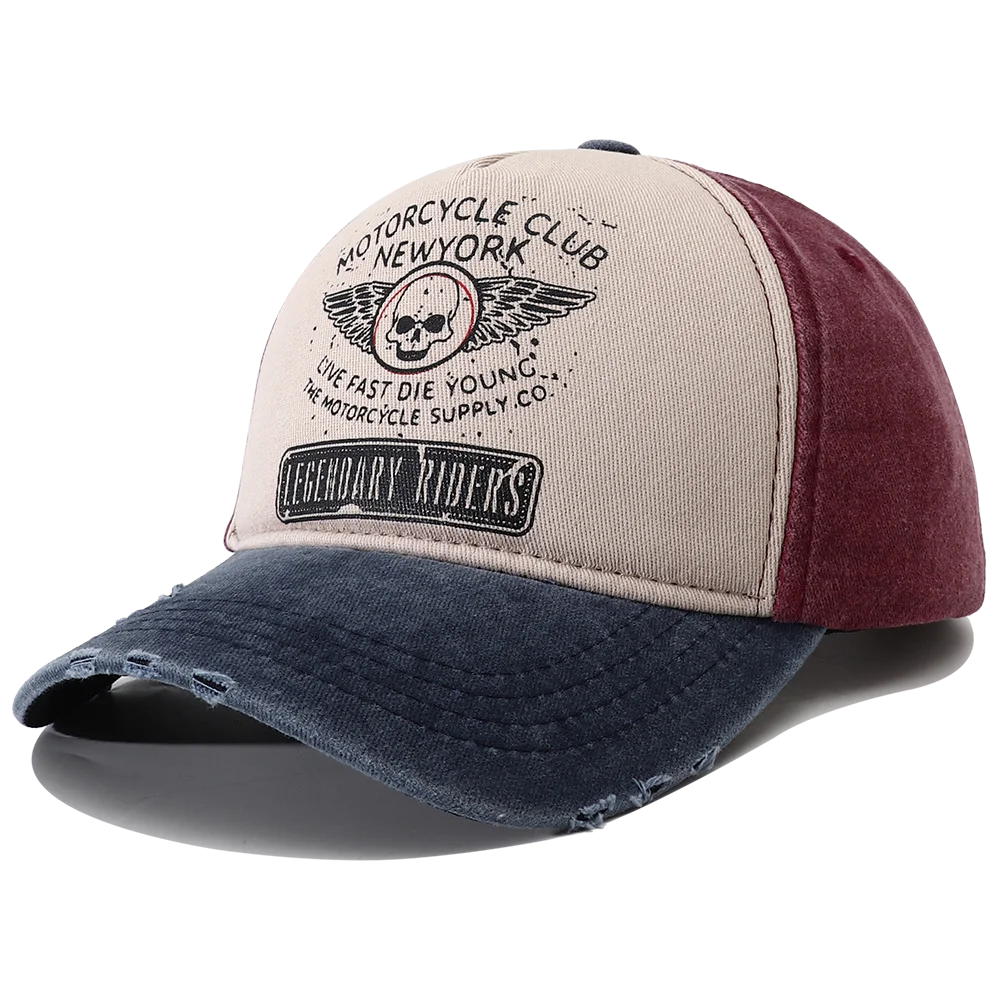 Casquette moto Punk femmes et hommes — baseball 5 panneaux, tête de mort, Hip Hop, New York, 2023