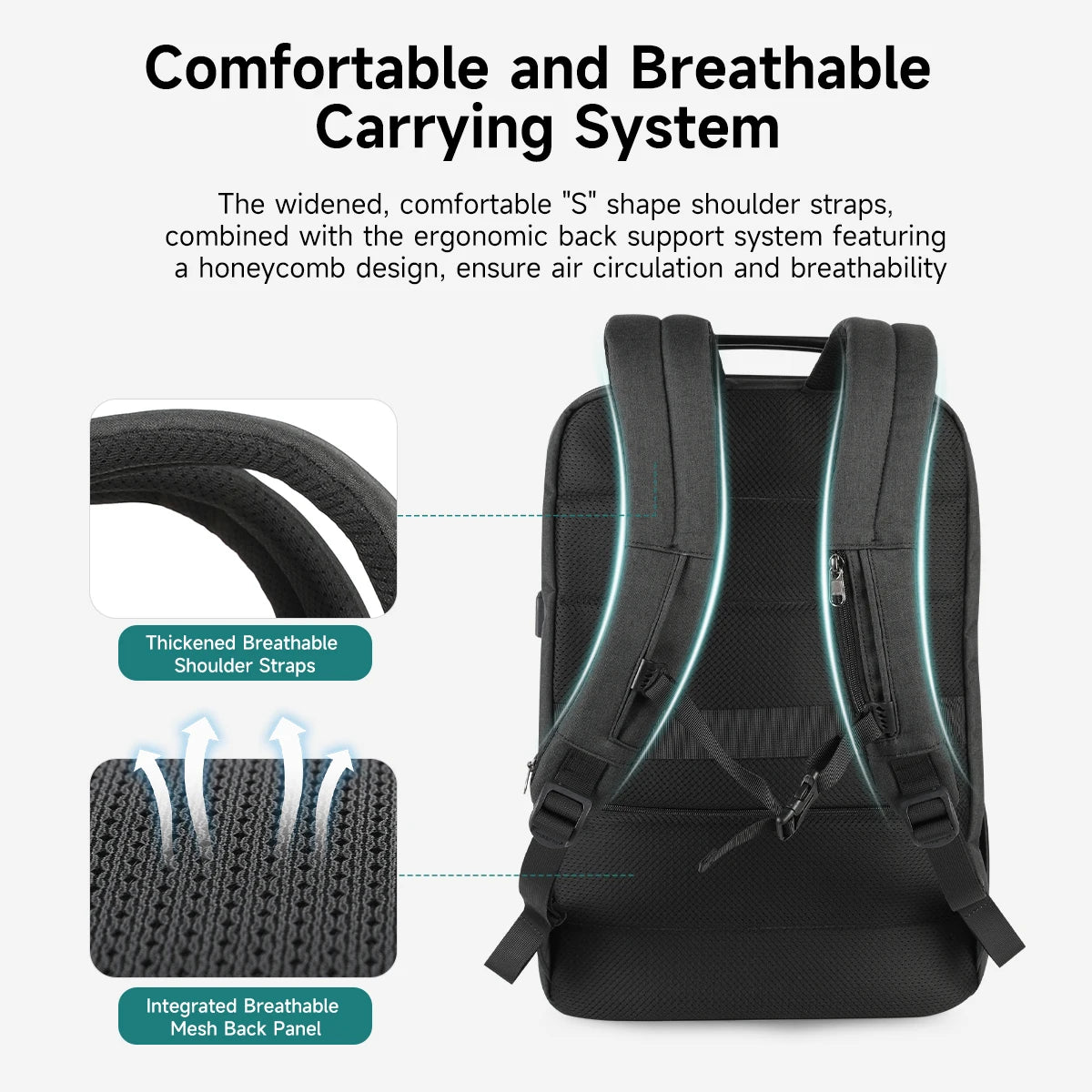 Sac à Dos Extensible 15,6-19" RFID Anti-Vol — Voyage Cartable Cabine Homme