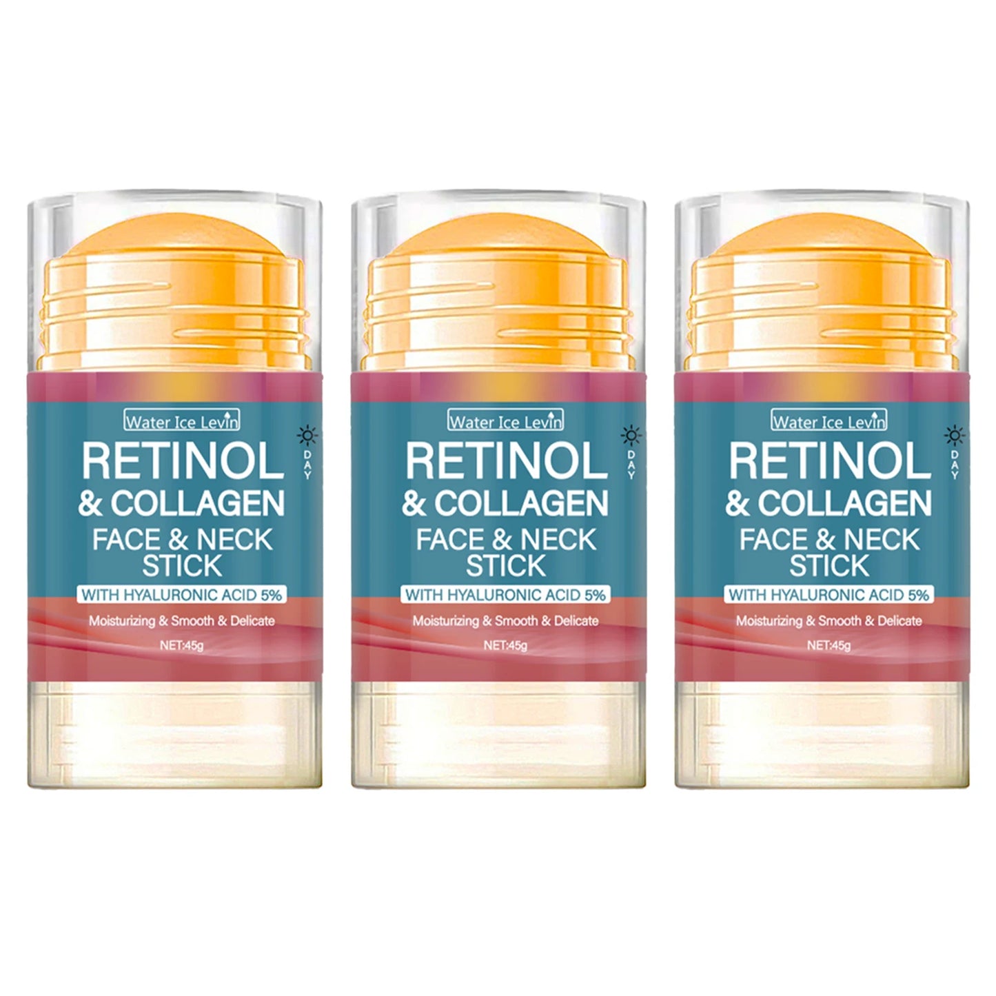 Retinol Collagen Facial & Neck Stick with 5% Hyaluronic Acid, Moisturizing & Firming, Moisture Locking, Day & Night Care, Portable Skincare