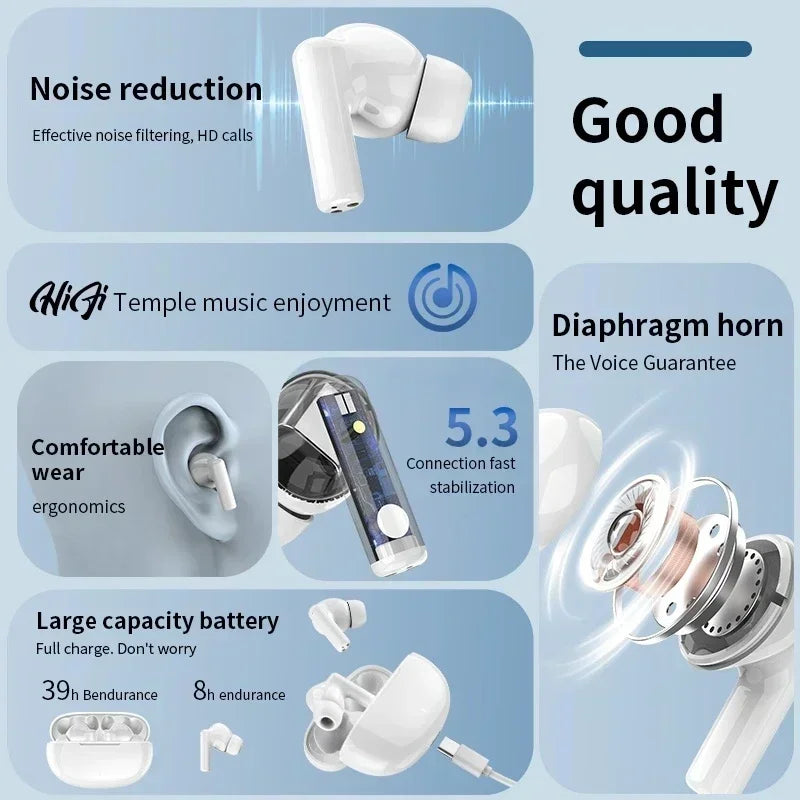 Écouteurs Bluetooth casque sans fil — antibruit, micro, smartphones