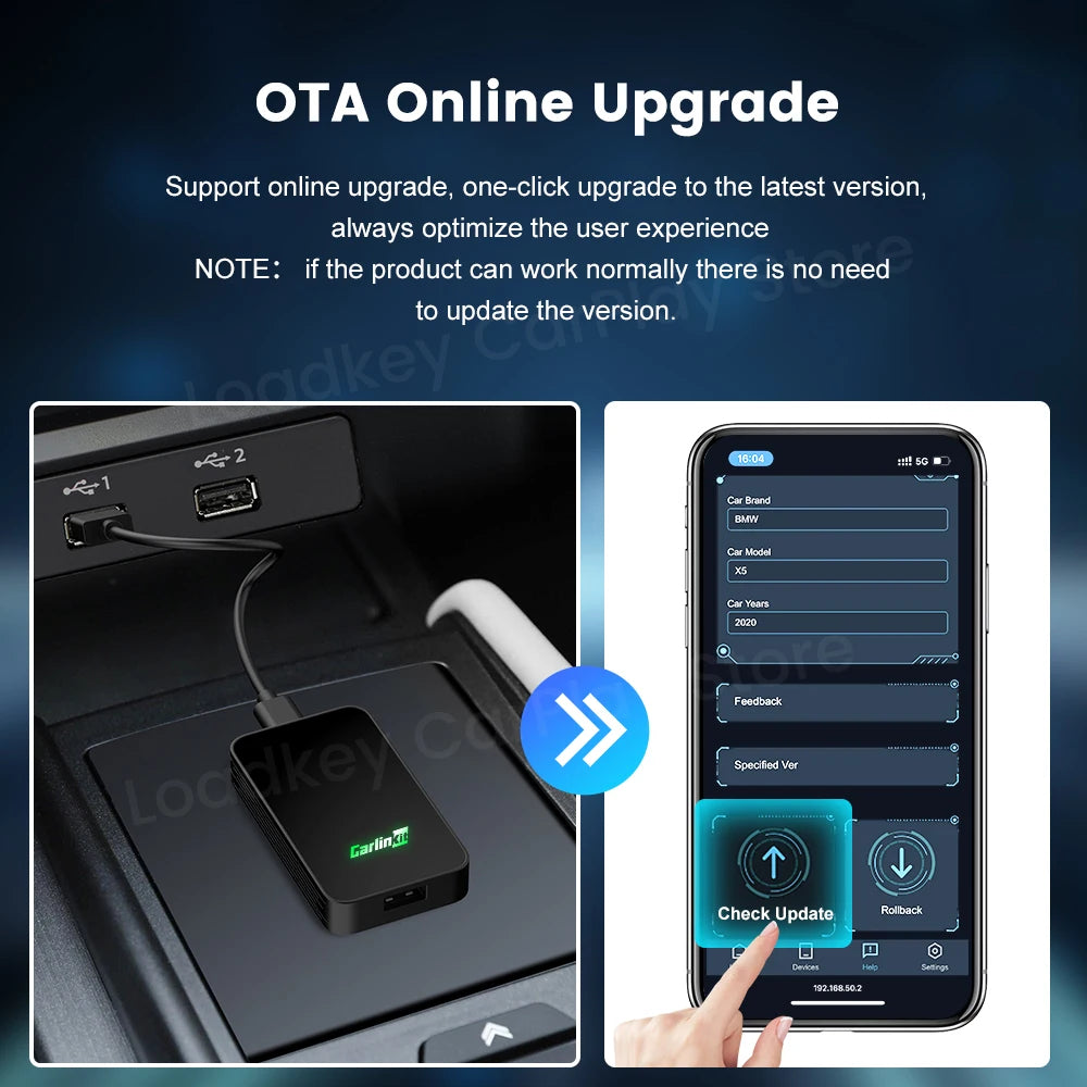 Carlinkit 5 2air Mini Ultra Wireless CarPlay Android Auto Wireless Box 2-in-1 Adapter 2 Channels Work Waze Spotify 5.8Ghz WiFi GPS