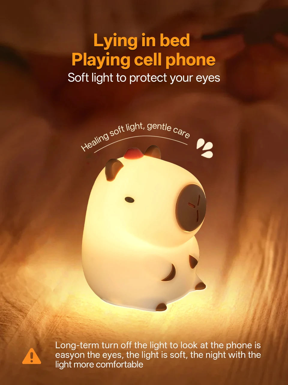 Veilleuse Capybara rechargeable — lampe de nuit pour enfants, décoration chambre, cadeau
