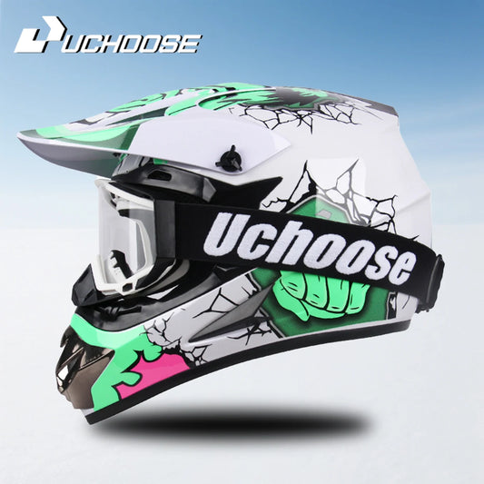 UCHOOSE Professional Motorcycle Helmet Motocross Off-Road Helmet Kids All-Terrain Helmet Capacete De Motocicleta Gift Goggles