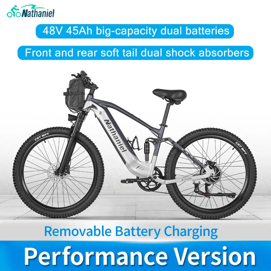 Nathaniel E-Bike, 1000W Brushless Motor, 27.5 Inch Adult Electric Mountain Bike, 45Ah Large Capacity Batteries, 7 Speed, 45KM/H, Outdoor Travel Bike