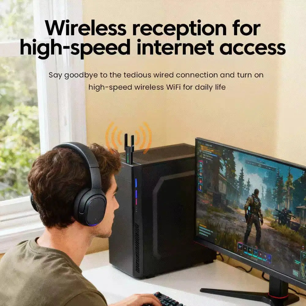 Carte réseau sans fil WiFi 5 1300M double bande 2.4G&5GHz USB 3.0 adaptateur WiFi haute vitesse sans pilote pour ordinateur de bureau portable
