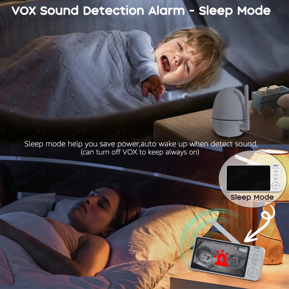 HD Wireless 5" Video Baby Monitor with Pan/Tilt Camera, Two-Way Audio, Night Vision, for Baby, Nanny, Babysitter