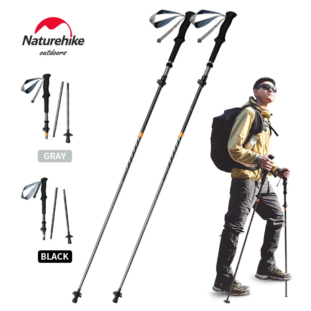 Naturehike – bâtons d'escalade ultralégers, pliables, pour l'extérieur, en Fiber de carbone, à verrouillage rapide