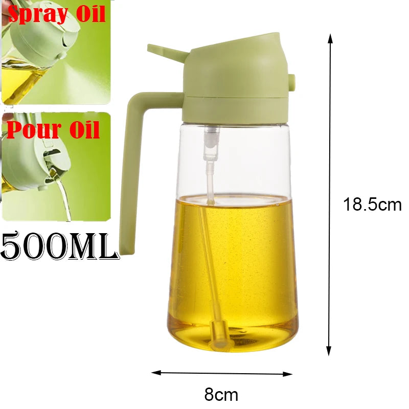 Pulvérisateur d'huile de cuisine en plastique 2 en 1, 500 ml, flacon pulvérisateur d'huile d'olive, distributeur d'huile pour barbecue, cuisson, rôtissage, pique-nique, outil de cuisine