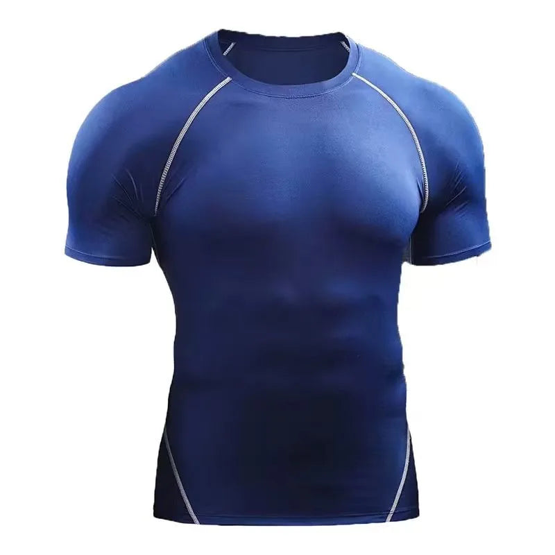 Men's Fitness Apparel, Outdoor Sports, Quick-Dry Short Sleeve T-Shirt, Professional Training, Running, Stretchy, Slim Fit, Yoga