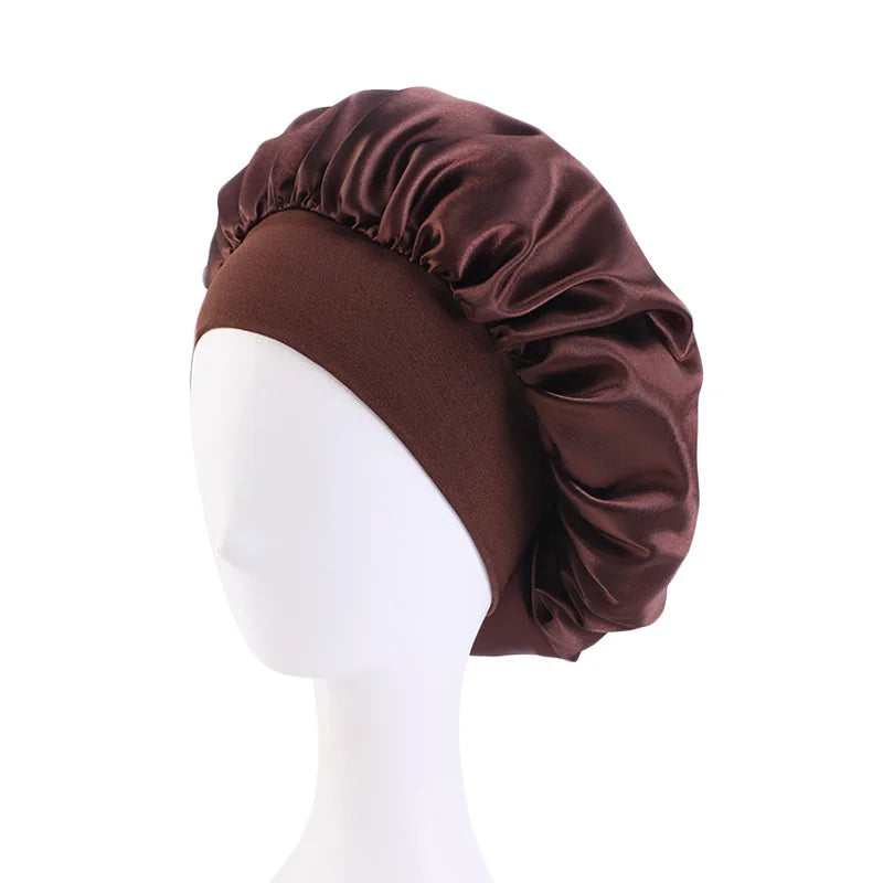 Bonnet de nuit en Satin à large bord, Bonnet soyeux, enveloppe de cheveux pour dormir, avec bande élastique souple, outil d'emballage des cheveux, nouvelle collection