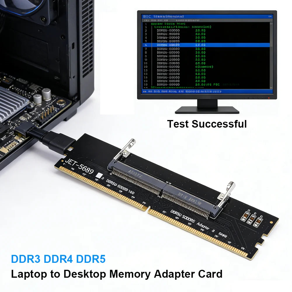 Carte adaptateur de mémoire pour ordinateur portable DDR3 DDR4 DDR5, carte SO-DIMM vers carte PC DIMM, mini connecteur de mémoire RAM