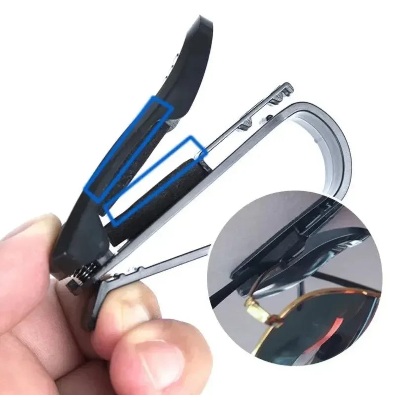 2 pièces universelles pour voiture, pare-soleil, boîte à lunettes, pince à lunettes de soleil, porte-carte, attache stylo, étui à lunettes