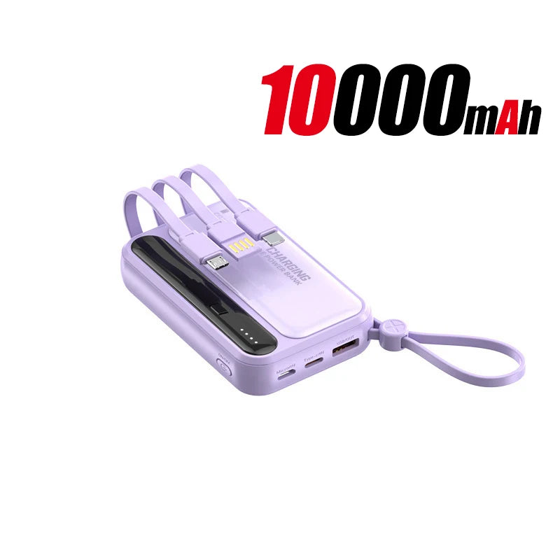 Batería externa Lenovo 120W 500000mAh de gran capacidad con 4 cables en 1, pantalla digital inteligente, batería portátil ligera para iPhone, nueva