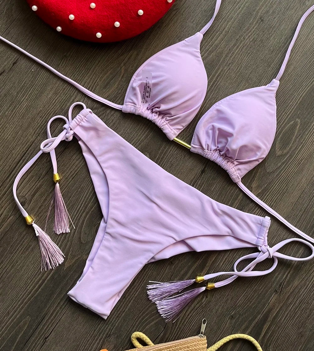 RUOTONGSEPT 2025 nouveau Sexy 13 couleurs Triangle maillot de bain pour femmes brésilien Bikinis maillots de bain Push Up maillot de bain plage Bikini ensemble