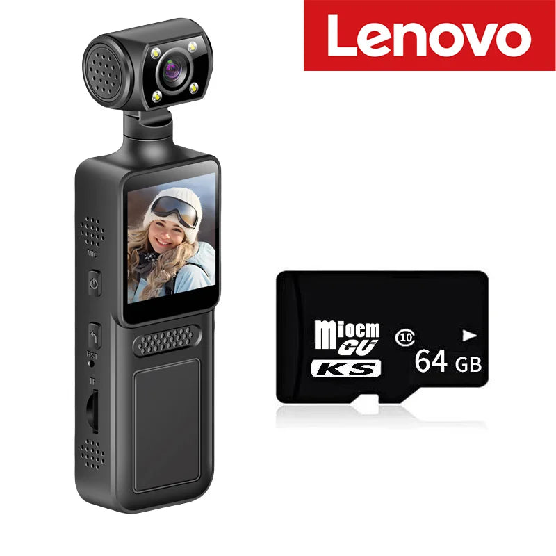 Caméra de poche 8K HD 180° rotative — mini caméra portable, vision nocturne, sport extérieur