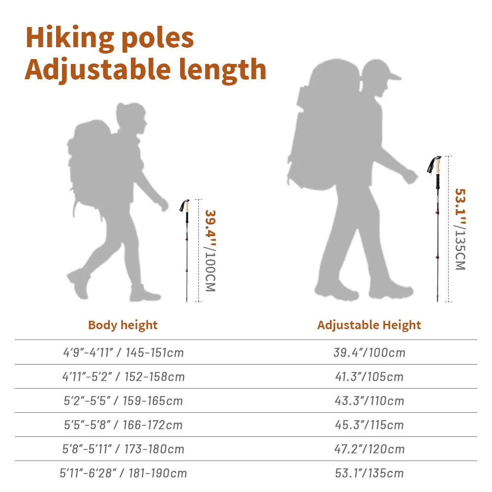 Naturehike baton de randonnée 2 pièces baton telescopique Fibre de carbone baton de marche randonnée léger accessoir randonnee Bâton d'escalade canne telescopique baton marche nordique carbone canne pliable randonnée