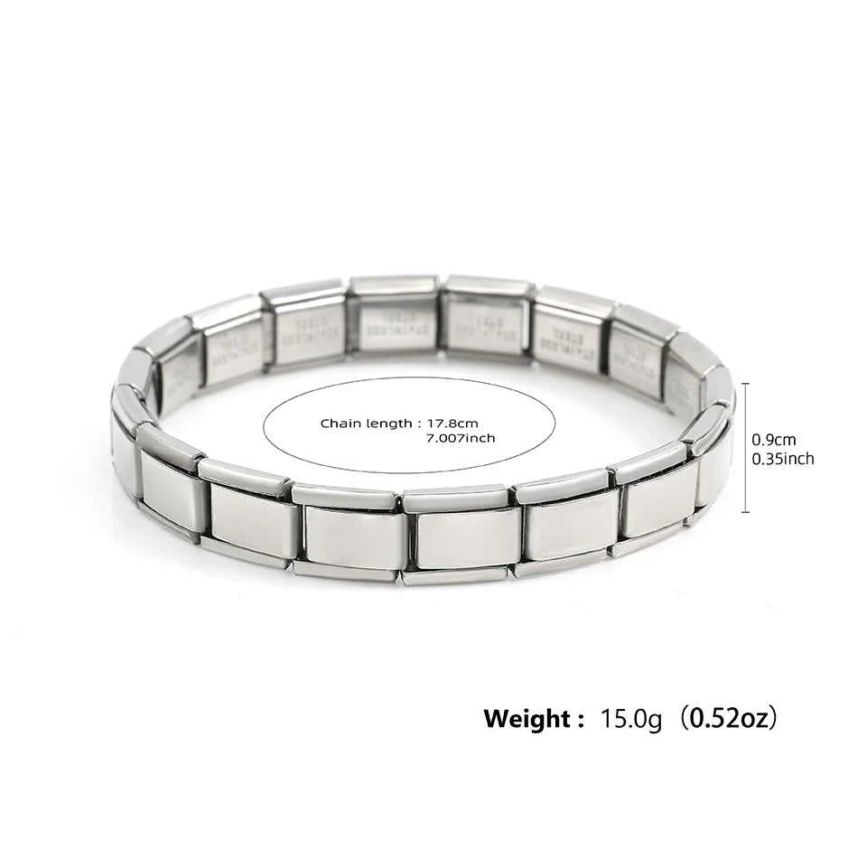 ChimSquare-Italian Stainless Steel Bracelets for Women and Men, Birthday Party Jewelry, Hiphop, Metal Skeleton, Stretch Gift